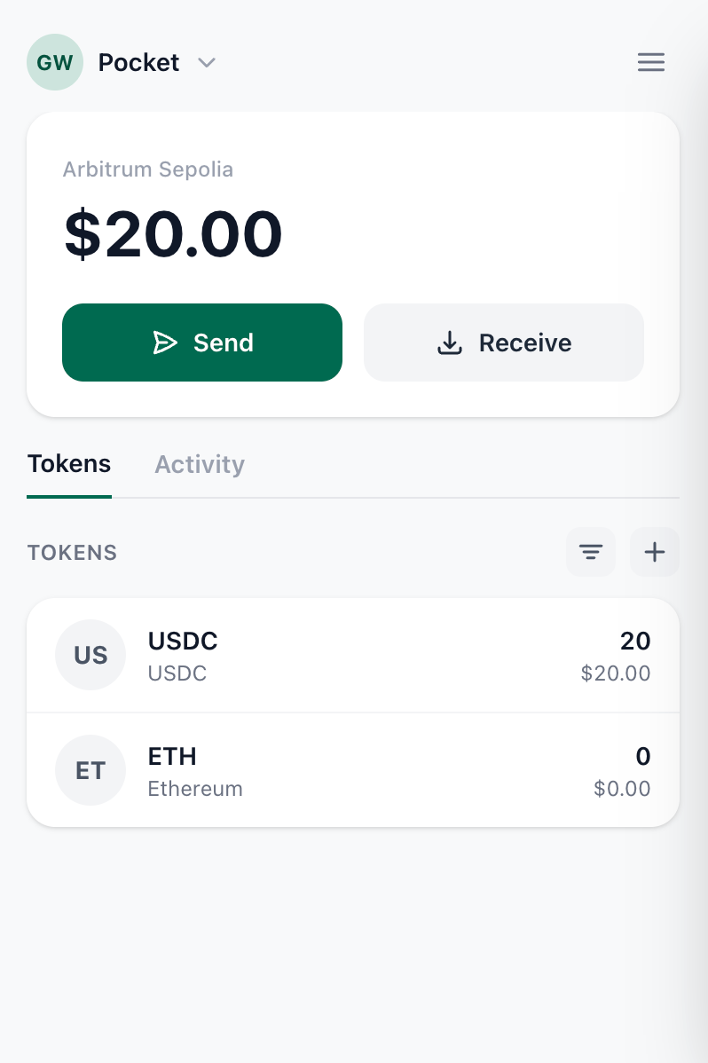 Cedar Wallet Chrome extension showing Pocket balance and tokens